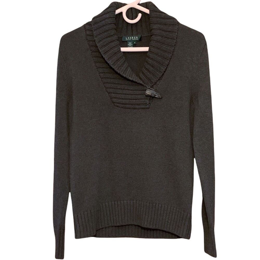 Lauren Ralph Lauren 100% Cotton Cowl Neck Toggle Sweater Size Medium